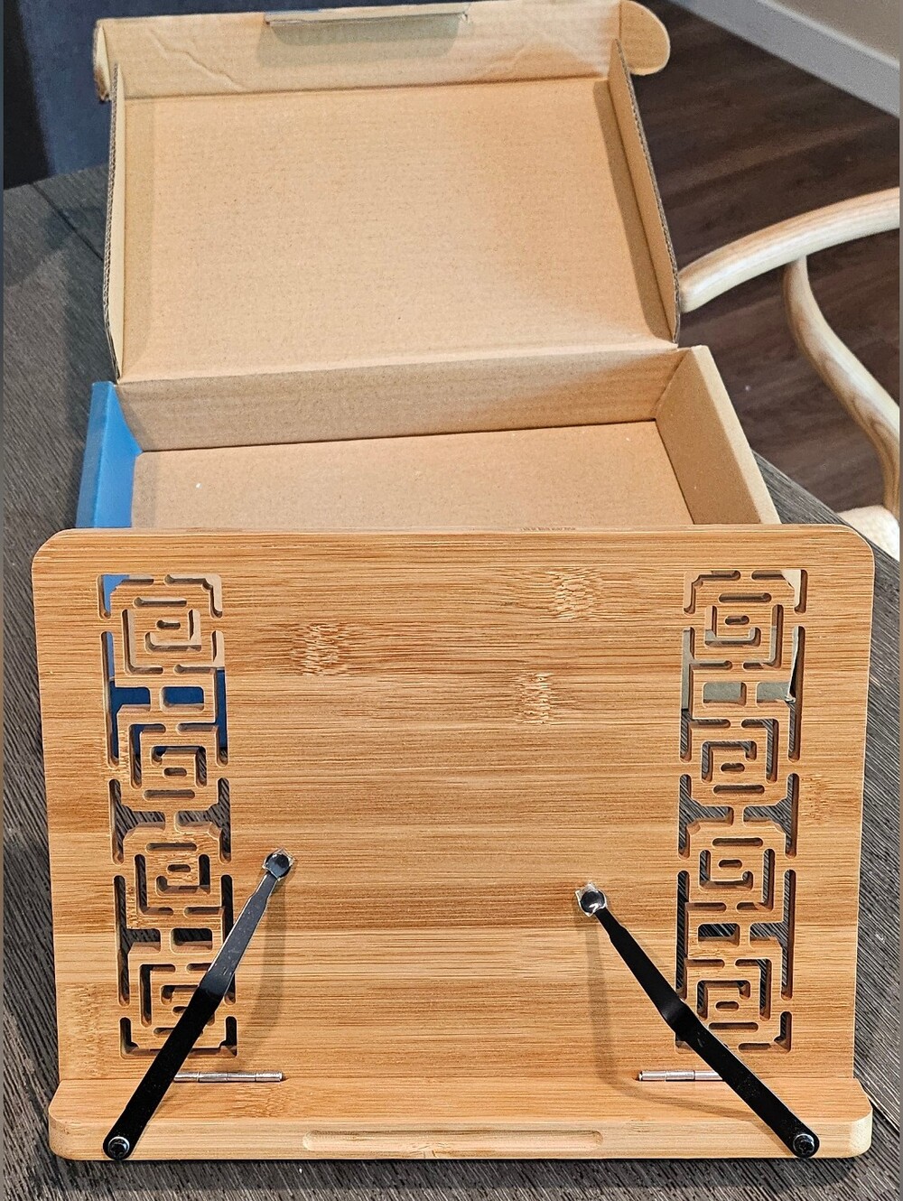 Bamboo Adjustable Cookbook or Tablet Stand - Natural Wood